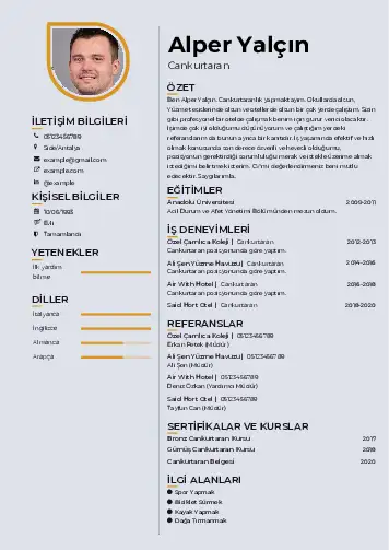 Cankurtaran CV Örnekleri cv indir